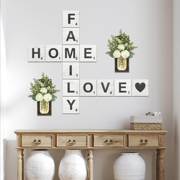 Family Home Love Rustic Crossword Wall Decor, 5"x5"